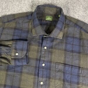 Sid Mashburn Blue and Olive Plaid Button-Down Shirt